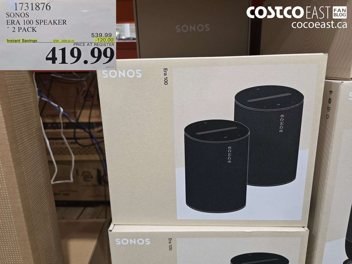 1731876 SONOS ERA 100 SPEAKER 2 PACK ($120.00 INSTANT SAVINGS EXPIRES ON 2026-01-01) $419.99
