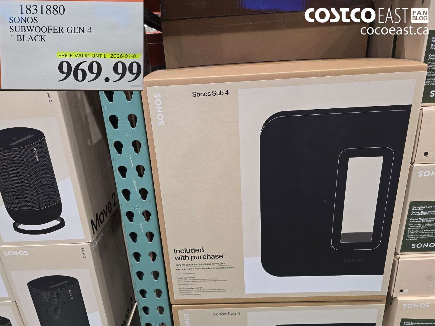 1831880 SONOS SUBWOOFER GEN 4 * BLACK $969.99