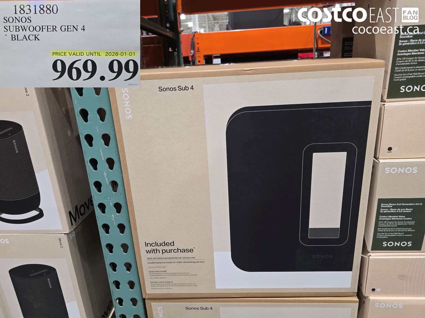 1831880 SONOS SUBWOOFER GEN 4 * BLACK $969.99