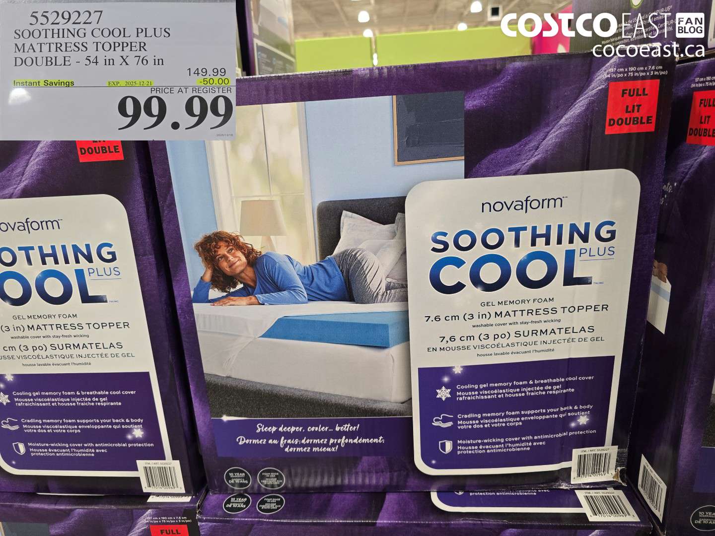 5529227 SOOTHING COOL PLUS MATTRESS TOPPER DOUBLE - 54