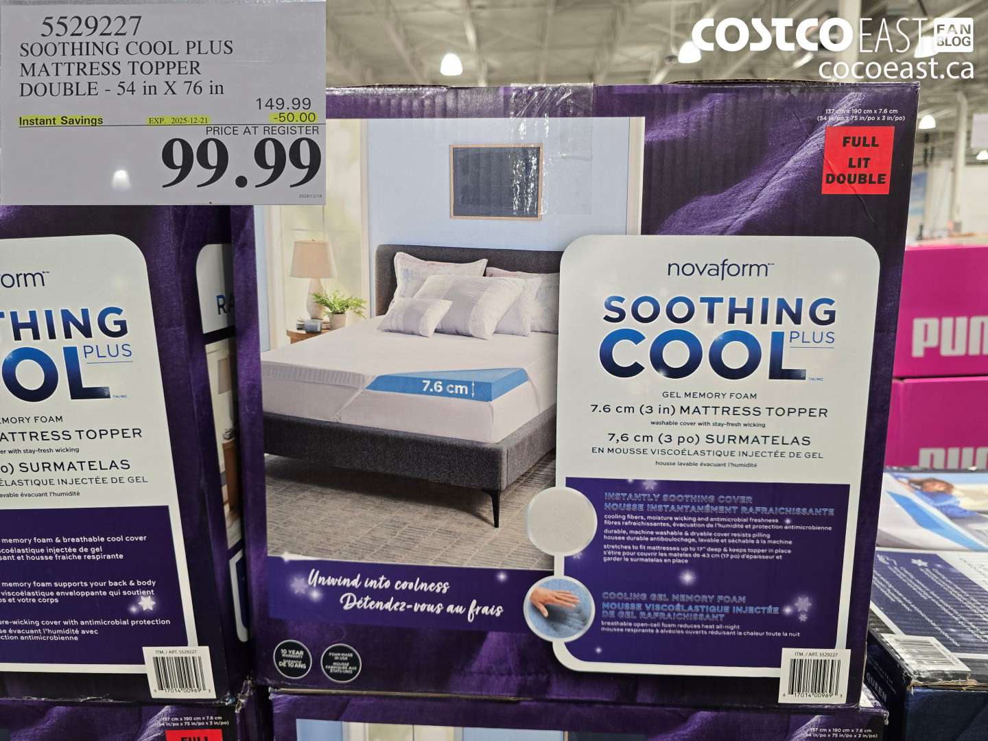 5529227 SOOTHING COOL PLUS MATTRESS TOPPER DOUBLE - 54