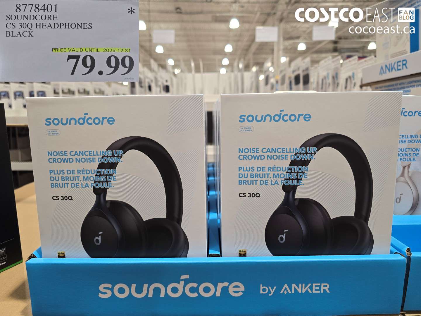 8778401 SOUNDCORE CS 30Q HEADPHONES BLACK $79.99