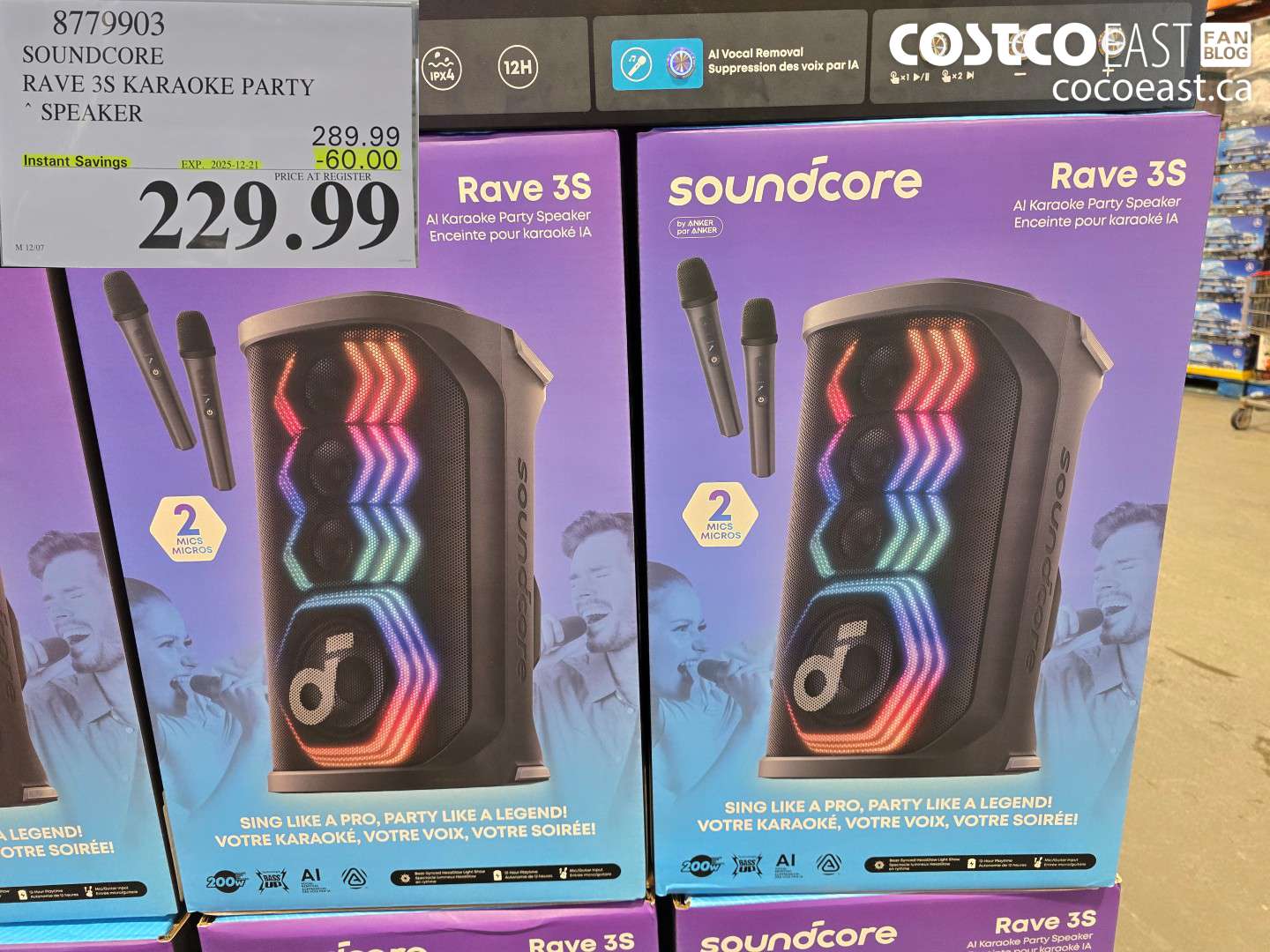 8779903 SOUNDCORE RAVE 3S KARAOKE PARTY ~ SPEAKER ($60.00 INSTANT SAVINGS EXPIRES ON 2025-12-21) $229.99