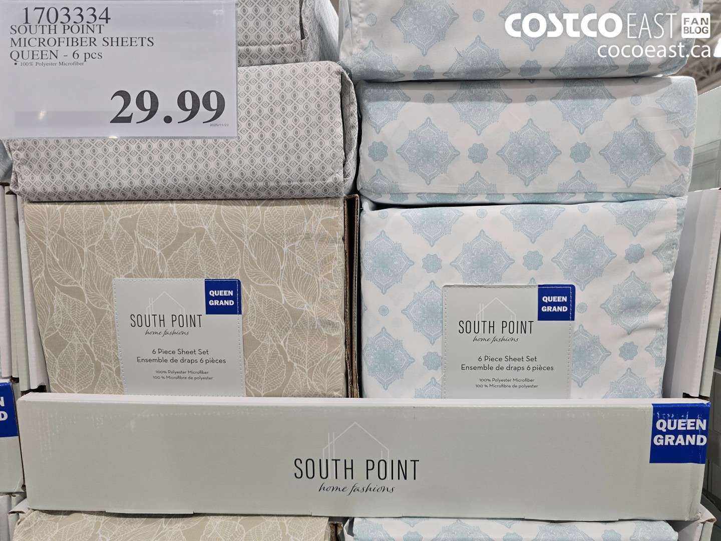 1703334 SOUTH POINT MICROFIBER SHEETS QUEEN - 6 PC $29.99