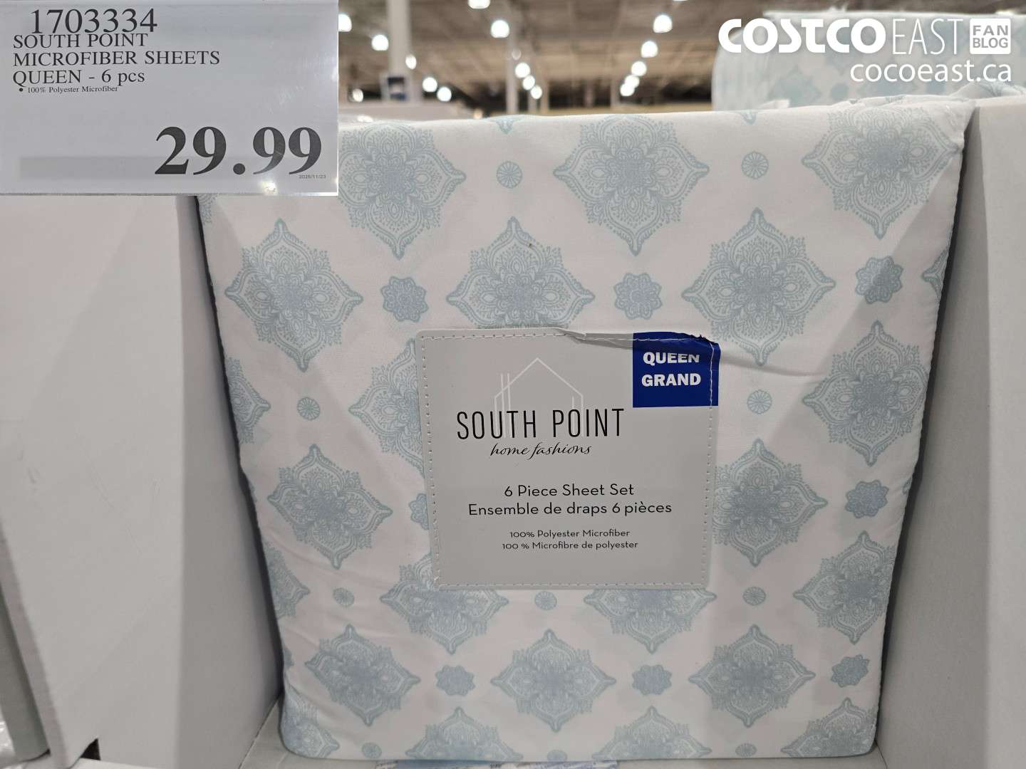 1703334 SOUTH POINT MICROFIBER SHEETS QUEEN - 6 PC $29.99