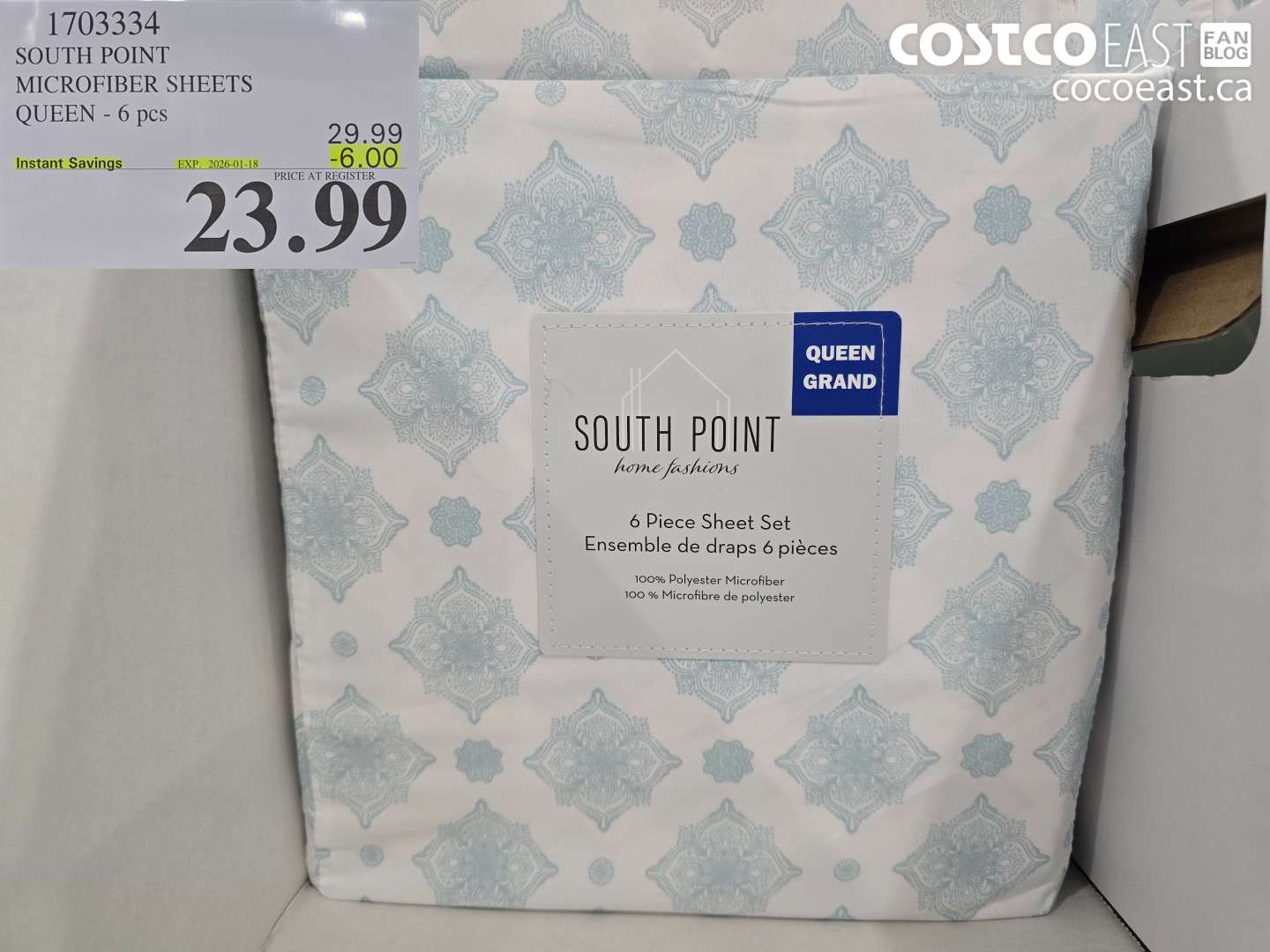 1703334 SOUTH POINT MICROFIBER SHEETS QUEEN - 6 PC ($6.00 INSTANT SAVINGS EXPIRES ON 2026-01-18) $23.99