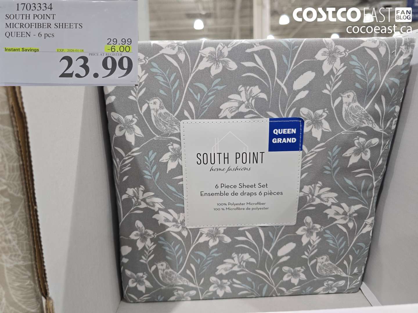 1703334 SOUTH POINT MICROFIBER SHEETS QUEEN - 6 PC ($6.00 INSTANT SAVINGS EXPIRES ON 2026-01-18) $23.99
