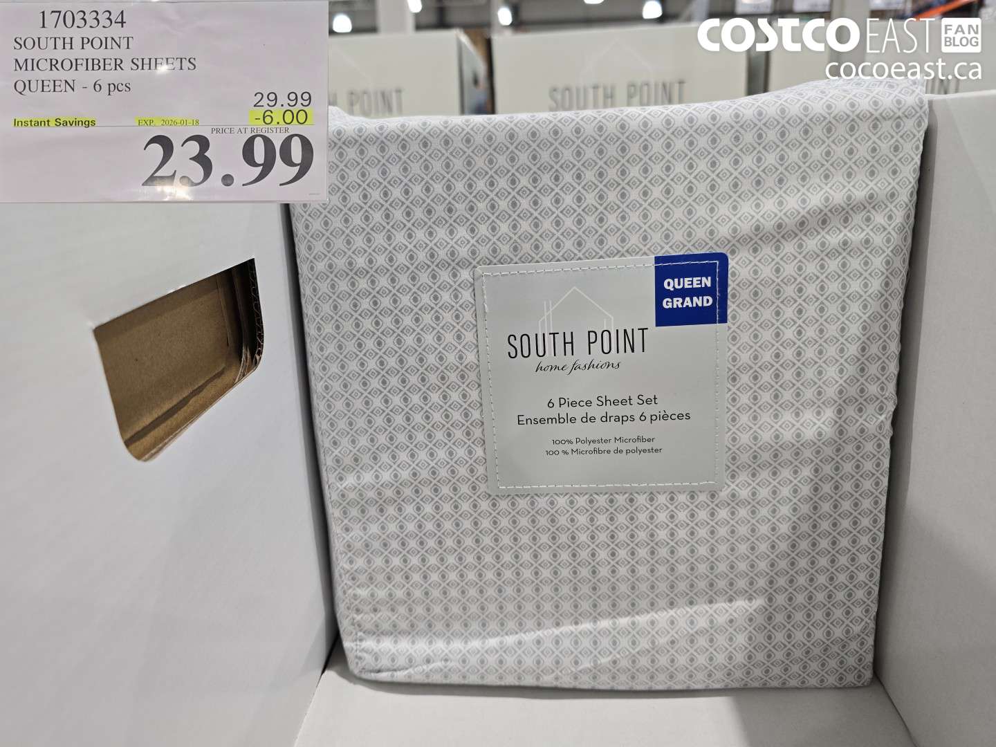 1703334 SOUTH POINT MICROFIBER SHEETS QUEEN - 6 PC ($6.00 INSTANT SAVINGS EXPIRES ON 2026-01-18) $23.99