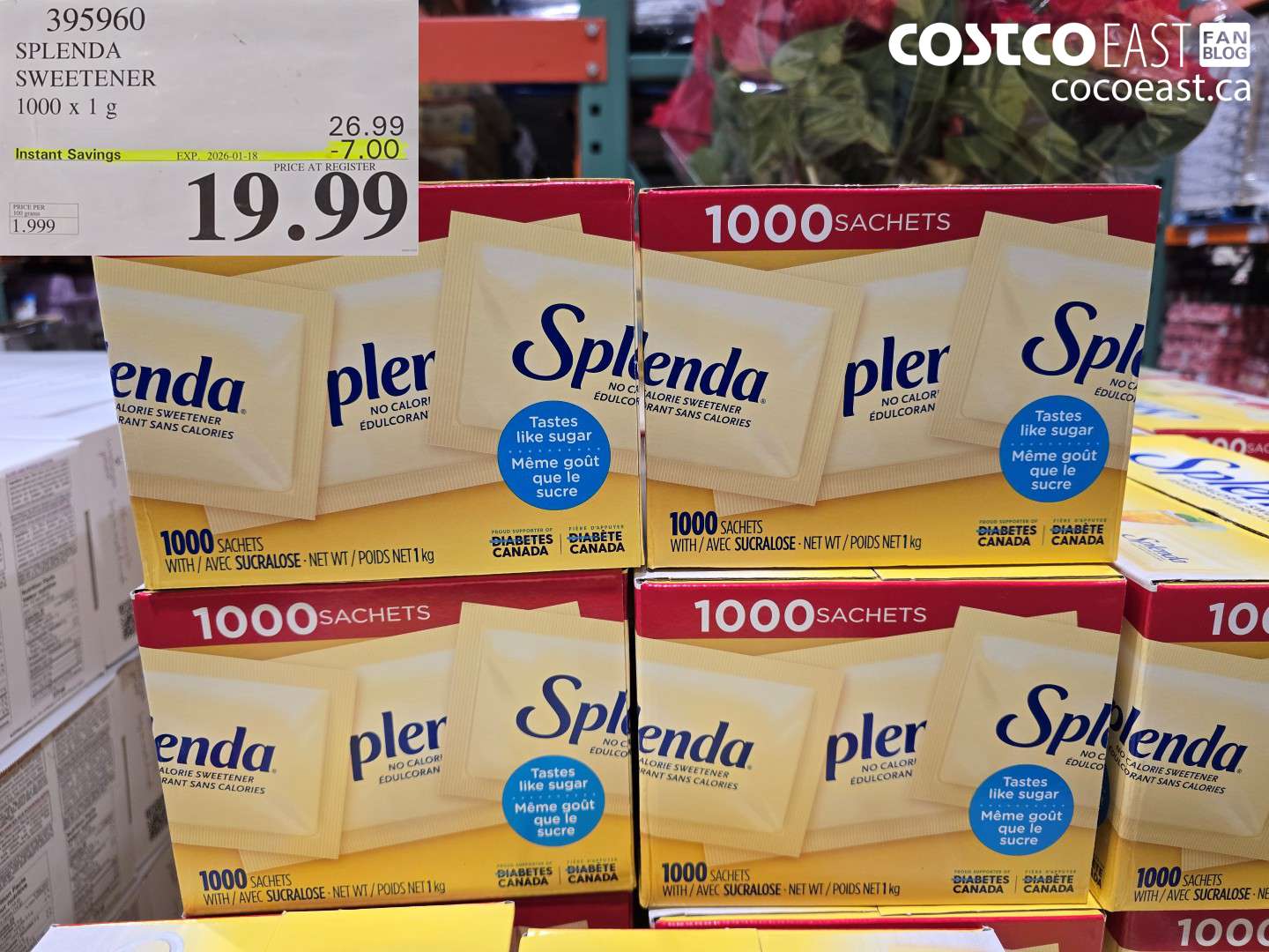 395960 SPLENDA SWEETENER 1000 X 1 G ($7.00 INSTANT SAVINGS EXPIRES ON 2026-01-18) $19.99