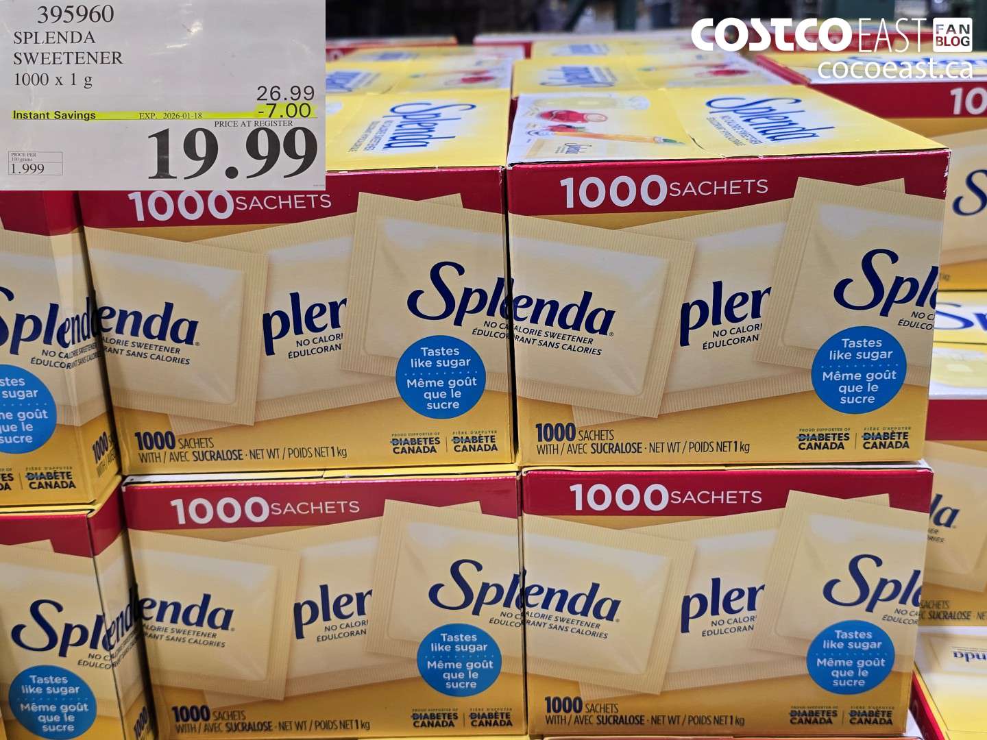 395960 SPLENDA SWEETENER 1000 X 1 G ($7.00 INSTANT SAVINGS EXPIRES ON 2026-01-18) $19.99