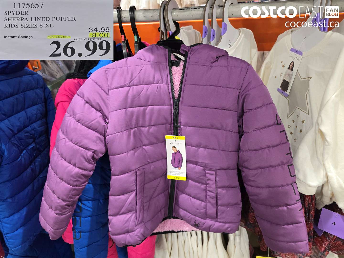 1175657 SPYDER SHERPA LINED PUFFER KIDS SIZES S-XL ($8.00 INSTANT SAVINGS EXPIRES ON 2025-12-07) $26.99