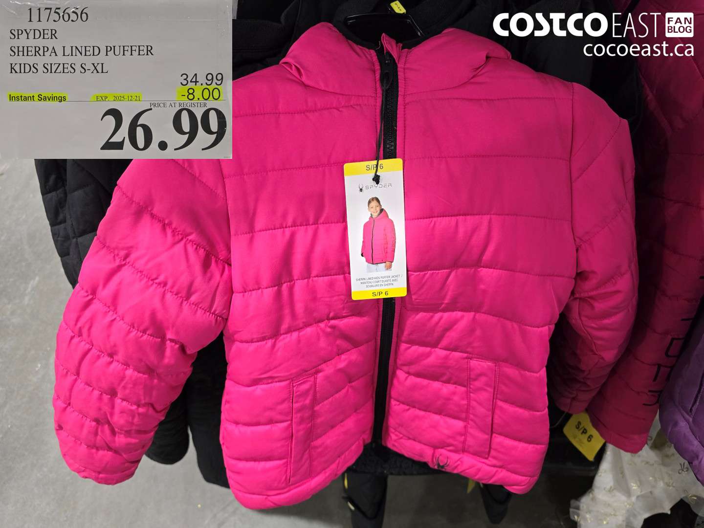 1175656 SPYDER SHERPA LINED PUFFER KIDS SIZES S-XL ($8.00 INSTANT SAVINGS EXPIRES ON 2025-12-21) $26.99