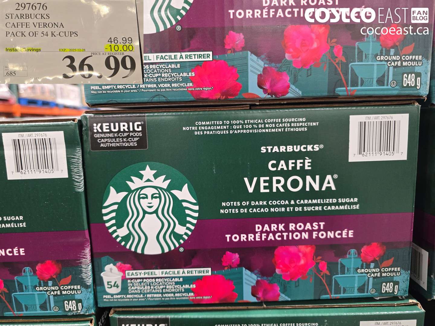 297676 STARBUCKS CAFFE VERONA PACK OF 54 K-CUPS ($10.00 INSTANT SAVINGS EXPIRES ON 2025-12-28) $36.99