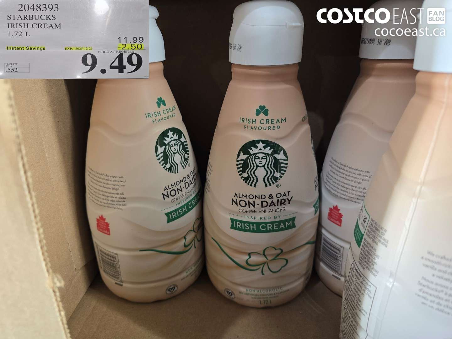 2048393 STARBUCKS IRISH CREAM 1.72 L ($2.50 INSTANT SAVINGS EXPIRES ON 2025-12-21) $9.49
