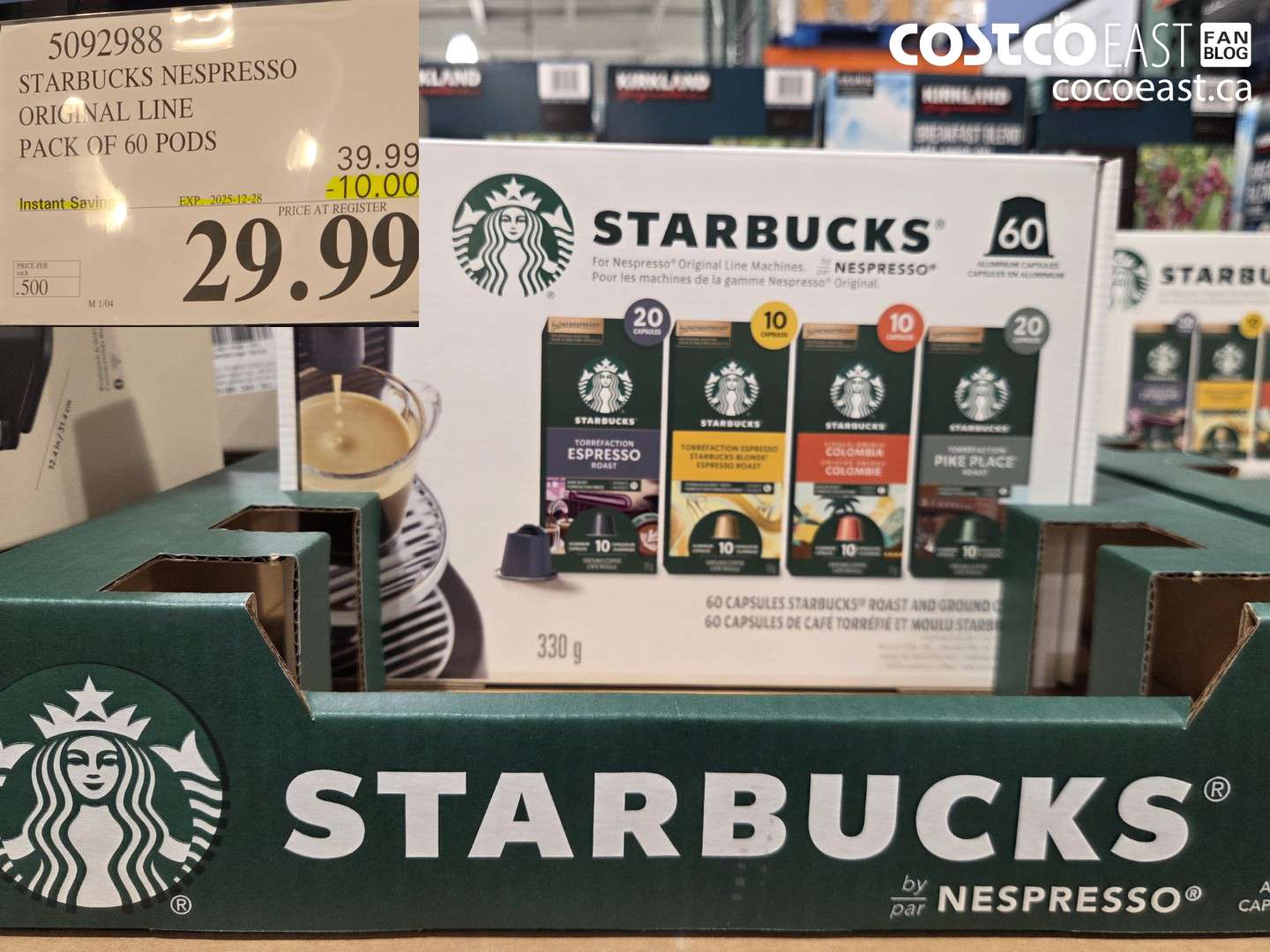 5092988 STARBUCKS NESPRESSO ORIGINAL LINE PACK OF 60 PODS ($10.00 INSTANT SAVINGS EXPIRES ON 2025-12-28) $29.99