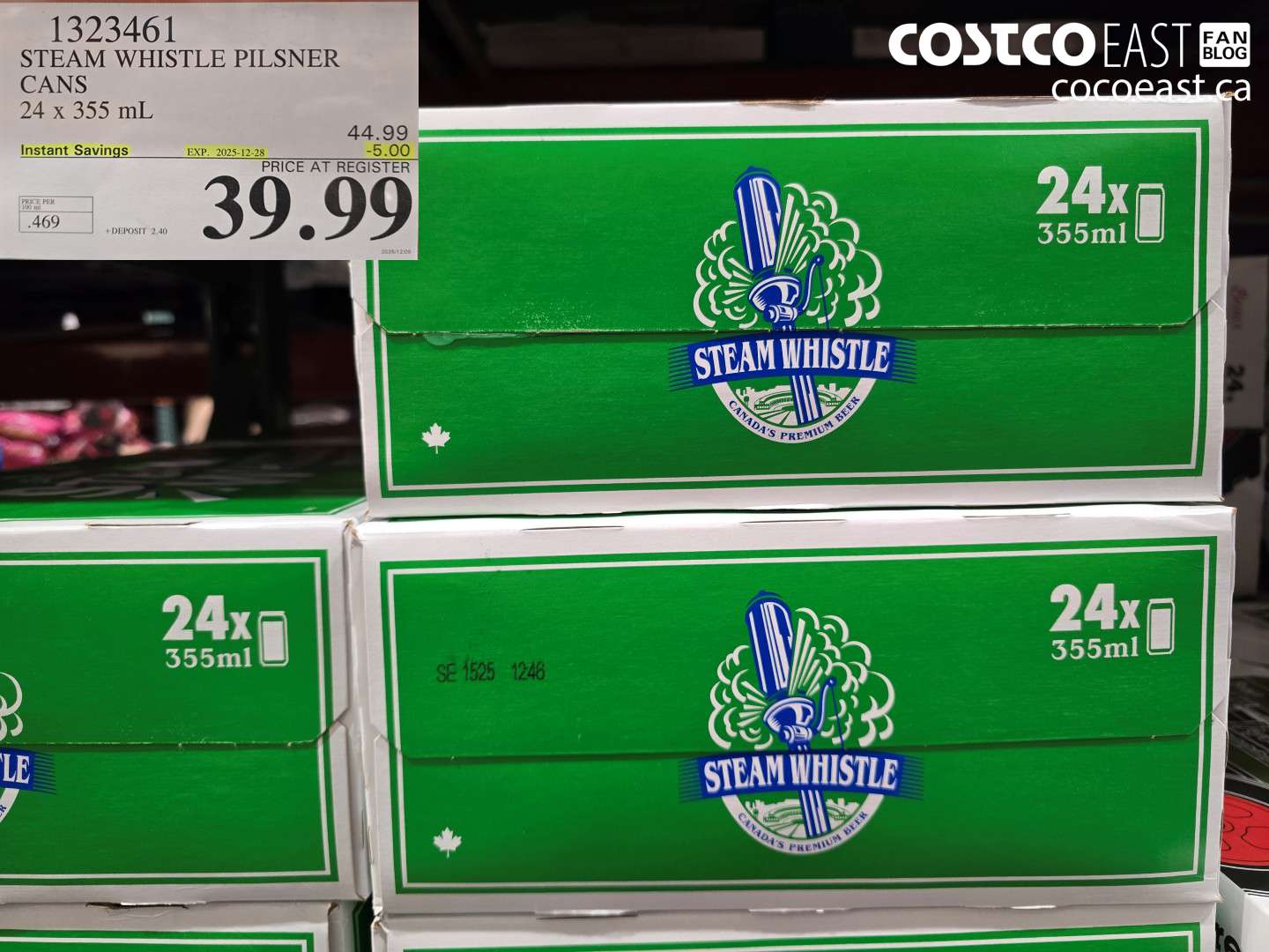1323461 STEAM WHISTLE PILSNER CANS 24 x 355 mL ($5.00 INSTANT SAVINGS EXPIRES ON 2025-12-28) $39.99