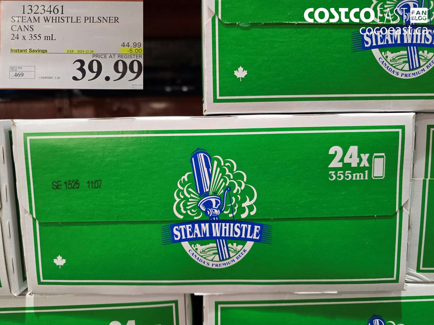 1323461 STEAM WHISTLE PILSNER CANS 24 x 355 mL ($5.00 INSTANT SAVINGS EXPIRES ON 2025-12-28) $39.99