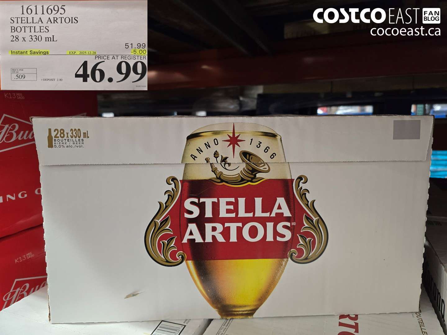 1611695 STELLA ARTOIS BOTTLES 28 x 330 mL ($5.00 INSTANT SAVINGS EXPIRES ON 2025-12-28) $46.99