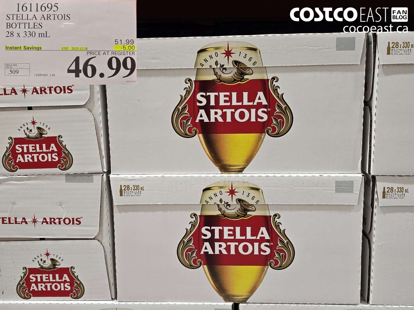 1611695 STELLA ARTOIS BOTTLES 28 x 330 mL ($5.00 INSTANT SAVINGS EXPIRES ON 2025-12-28) $46.99
