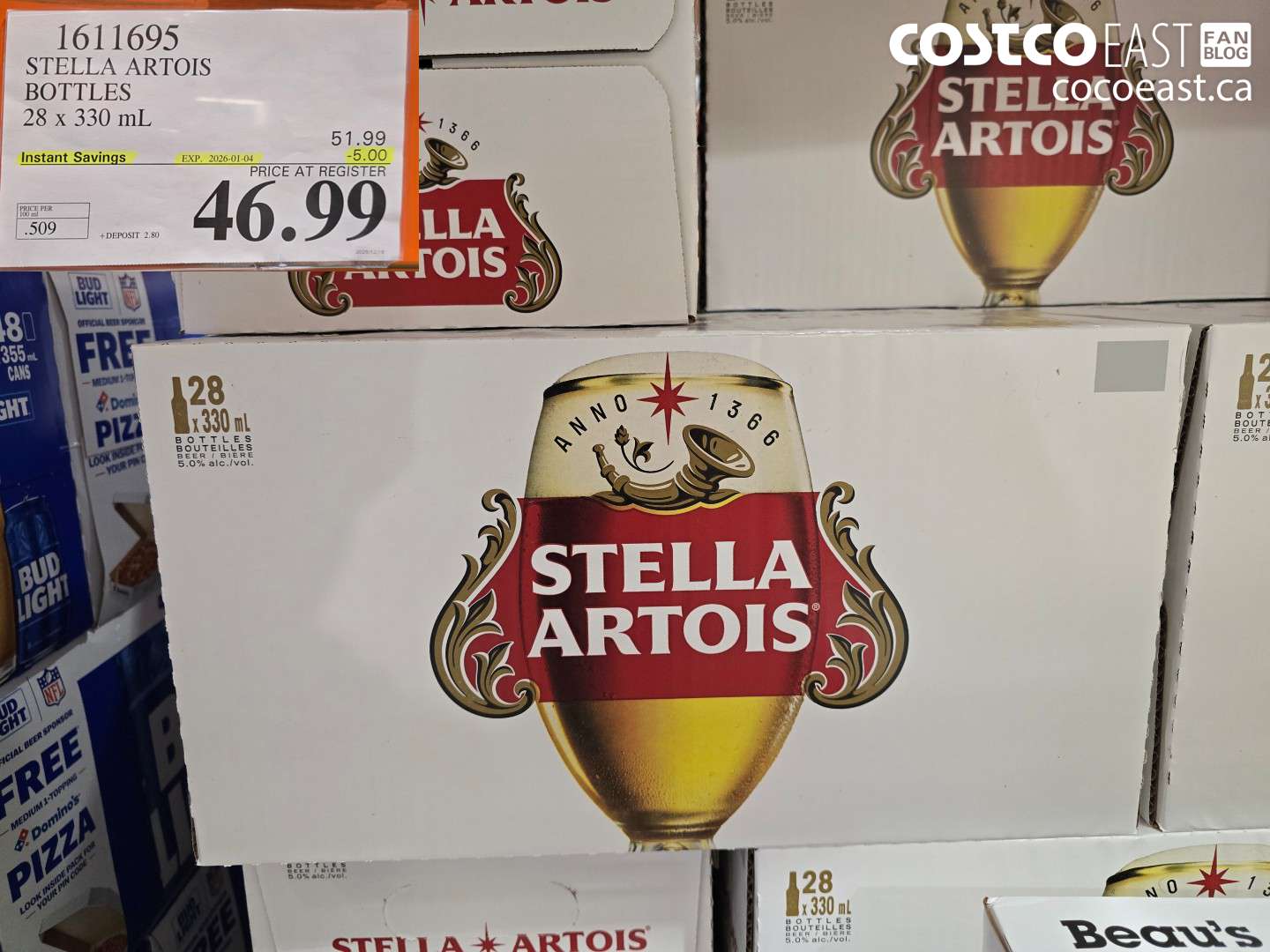 1611695 STELLA ARTOIS BOTTLES 28 x 330 mL ($5.00 INSTANT SAVINGS EXPIRES ON 2026-01-04) $46.99