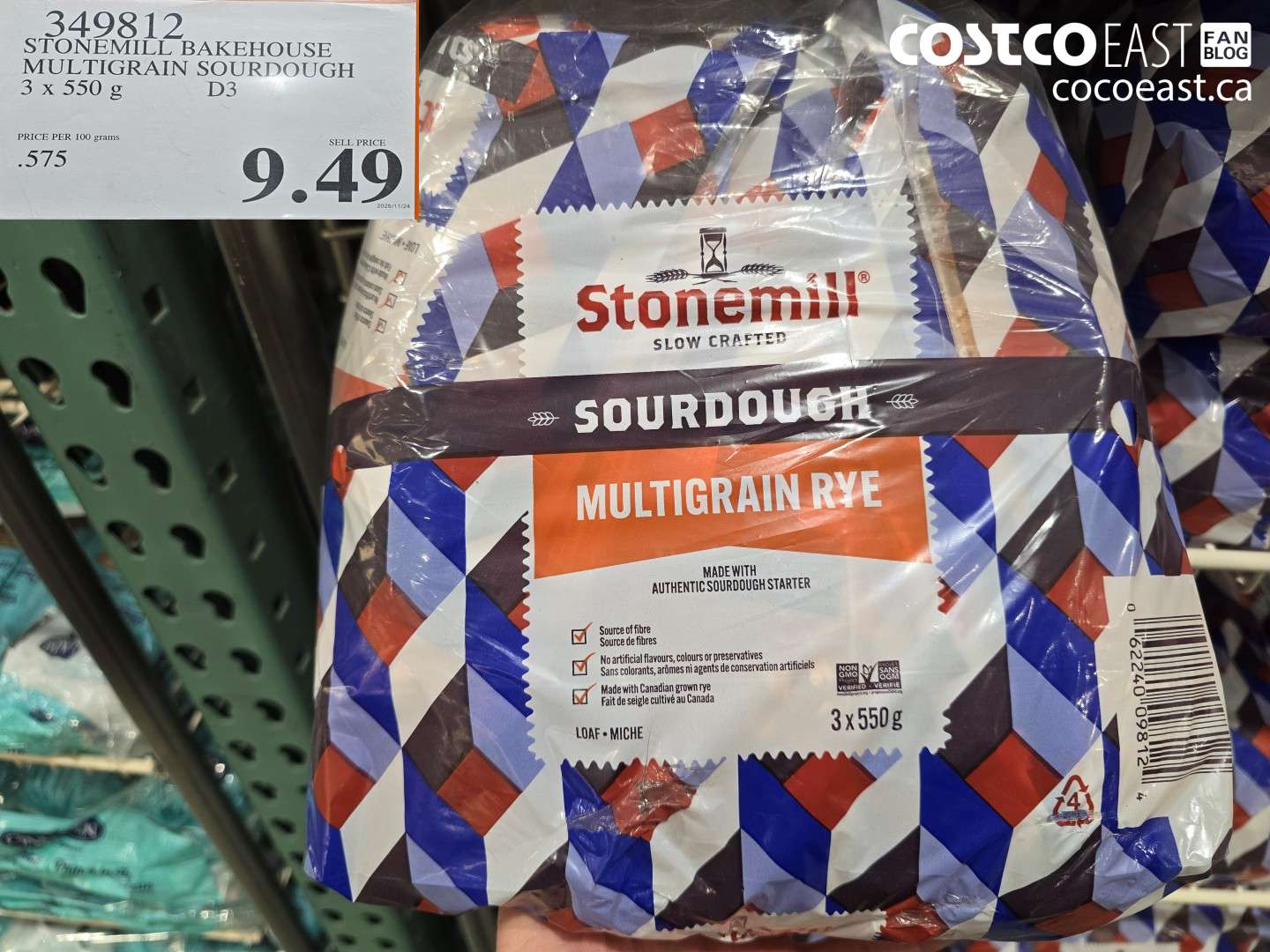 349812 STONEMILL BAKEHOUSE MULTIGRAIN SOURDOUGH 3 X 550 G $9.49