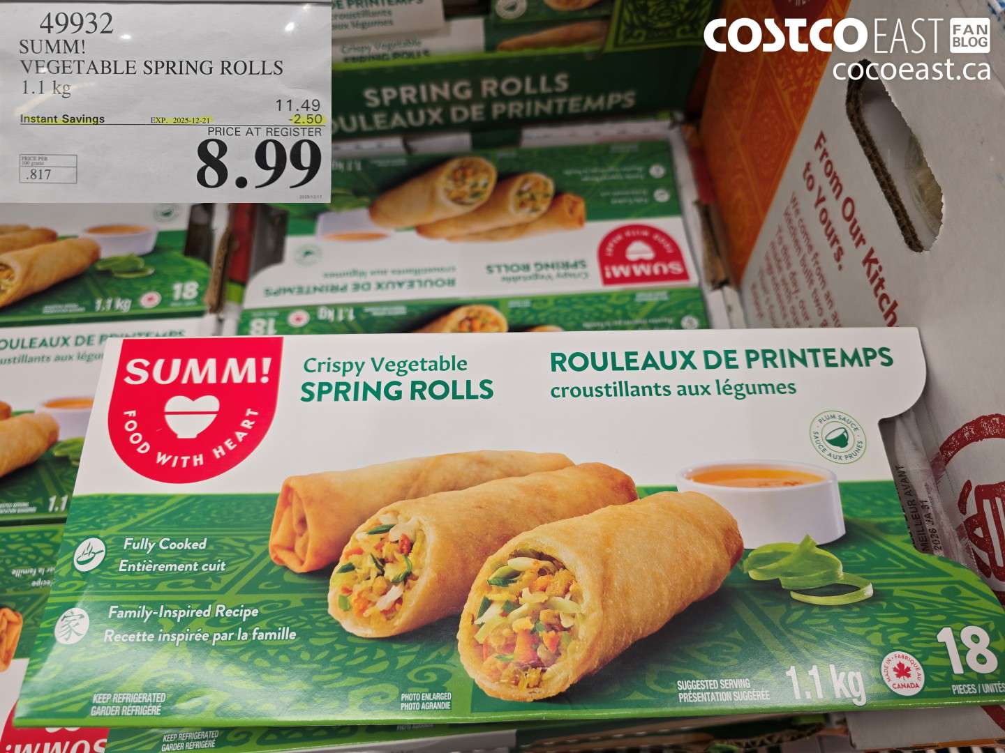 49932 SUMM! VEGETABLE SPRING ROLLS 1.1KG ($2.50 INSTANT SAVINGS EXPIRES ON 2025-12-21) $8.99