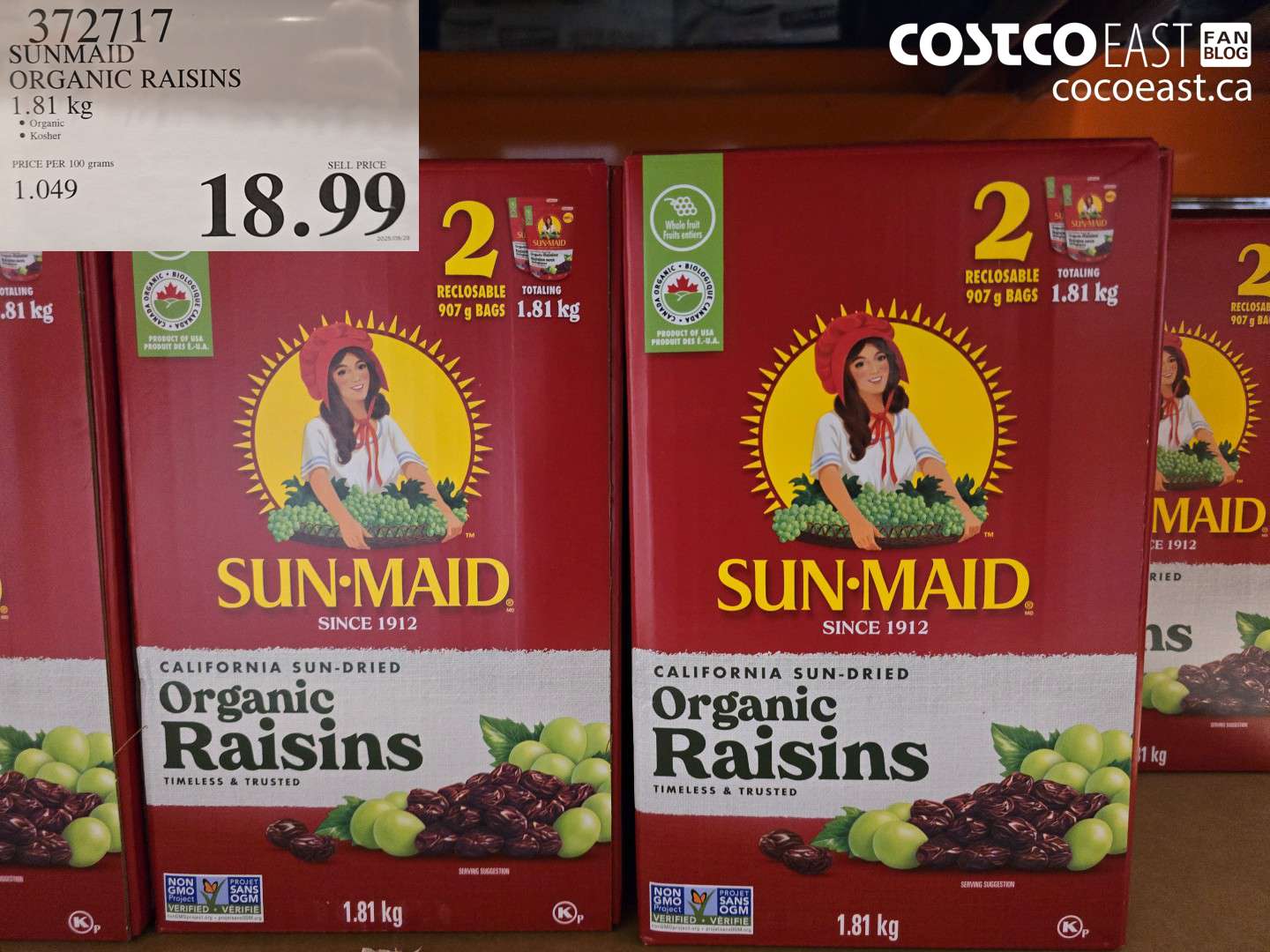 372717 SUNMAID ORGANIC RAISINS 1.81 G $18.99