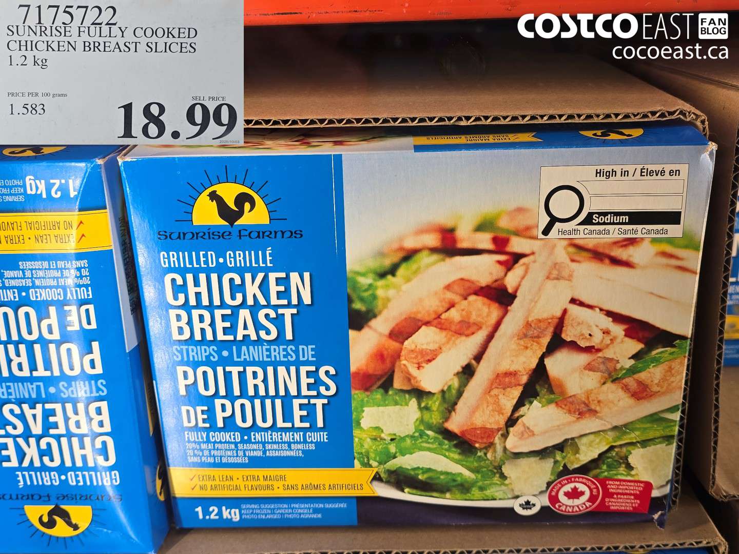 7175722 SUNRISE FULLY COOKED CHICKEN BREAST SLICES 1.2 kg $18.99