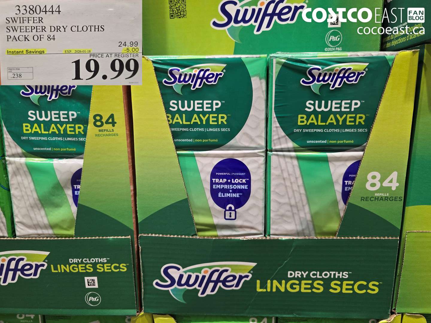 3380444 SWIFFER SWEEPER DRY CLOTHS PACK OF 84 ($5.00 INSTANT SAVINGS EXPIRES ON 2026-01-18) $19.99