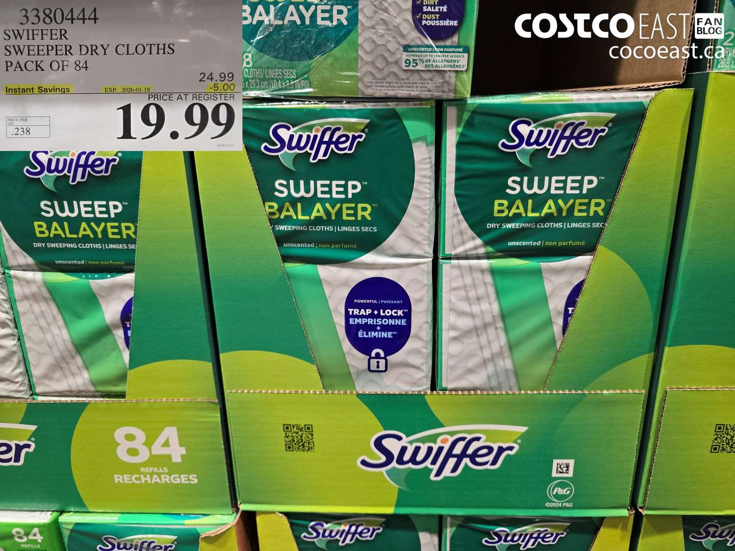 3380444 SWIFFER SWEEPER DRY CLOTHS PACK OF 84 ($5.00 INSTANT SAVINGS EXPIRES ON 2026-01-18) $19.99
