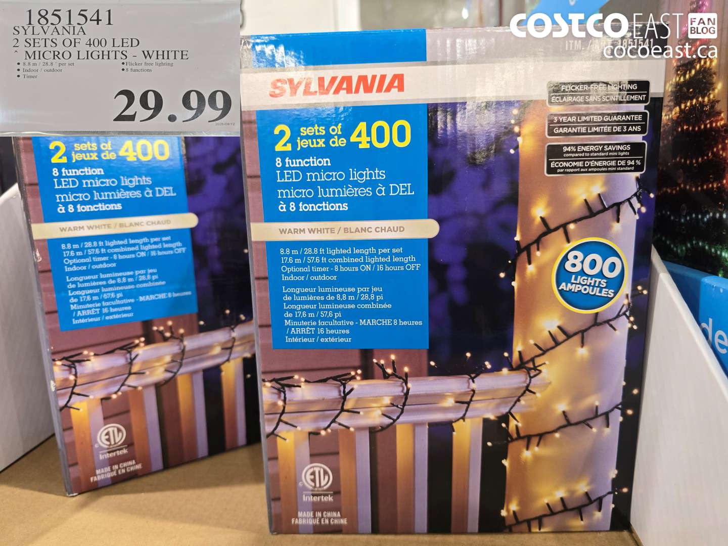 1851541 SYLVANIA 2 SETS OF 400 LED MICRO LIGHTS - WHITE $29.99