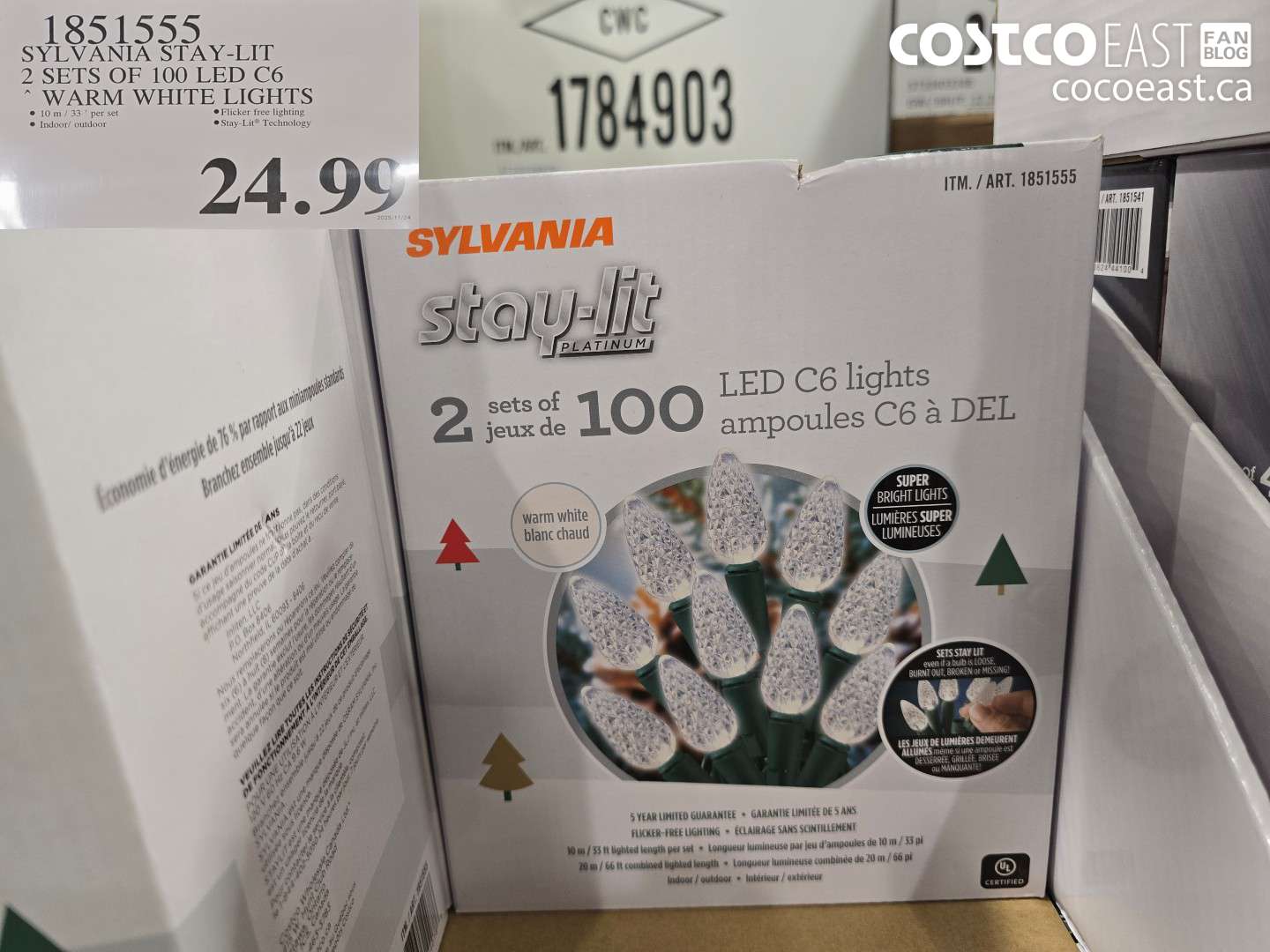 1851555 SYLVANIA STAY-LIT 2 SETS OF 100 LED C6 WARM WHITE LIGHTS $24.99