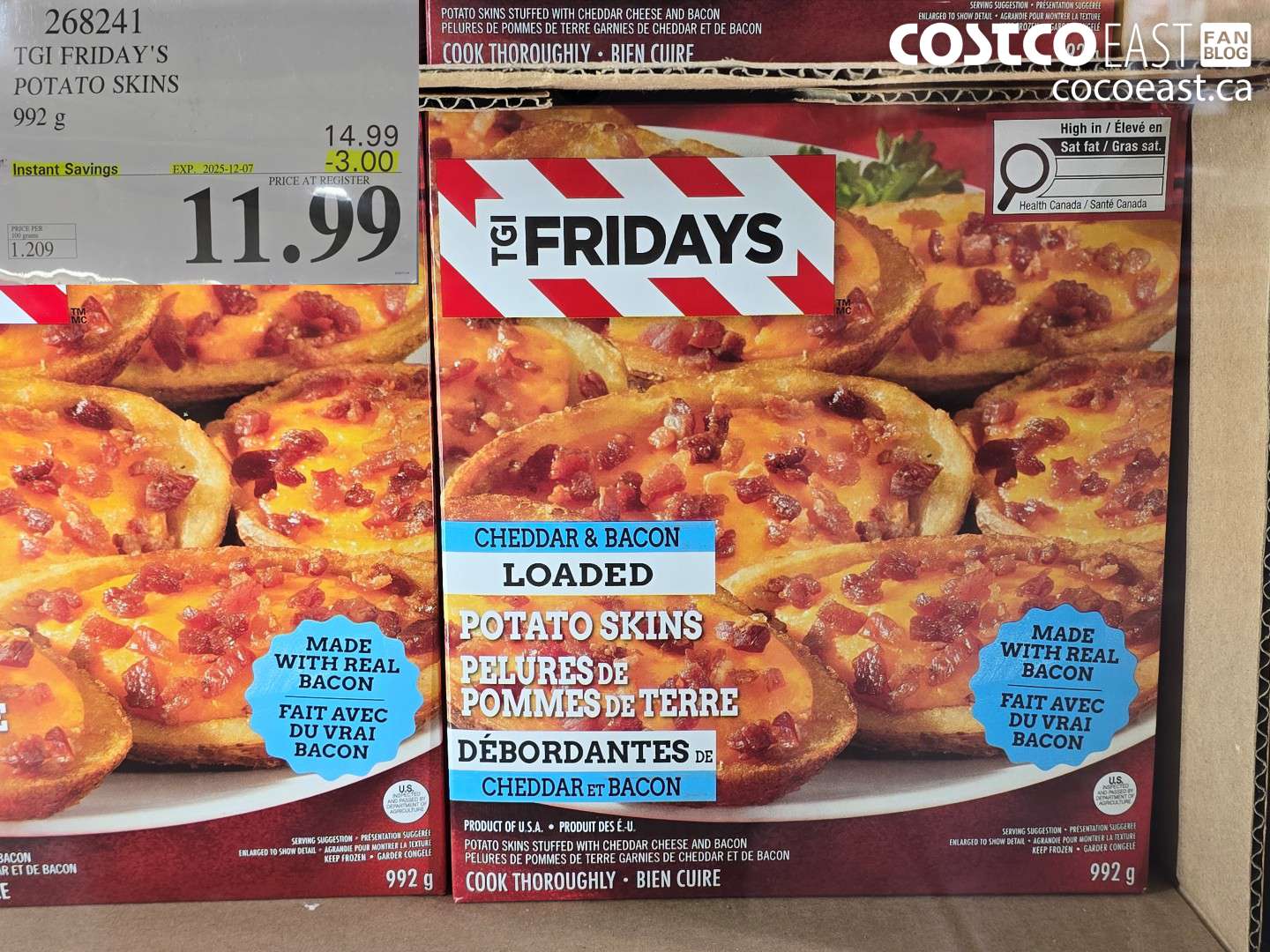 268241 TGI FRIDAY'S POTATO SKINS 992 G ($3.00 INSTANT SAVINGS EXPIRES ON 2025-12-07) $11.99