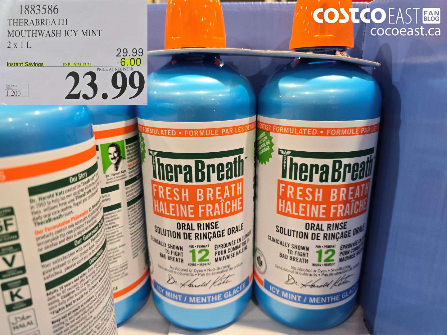 1883586 THERABREATH MOUTHWASH ICY MINT 2 X 1L ($6.00 INSTANT SAVINGS EXPIRES ON 2025-12-21) $23.99