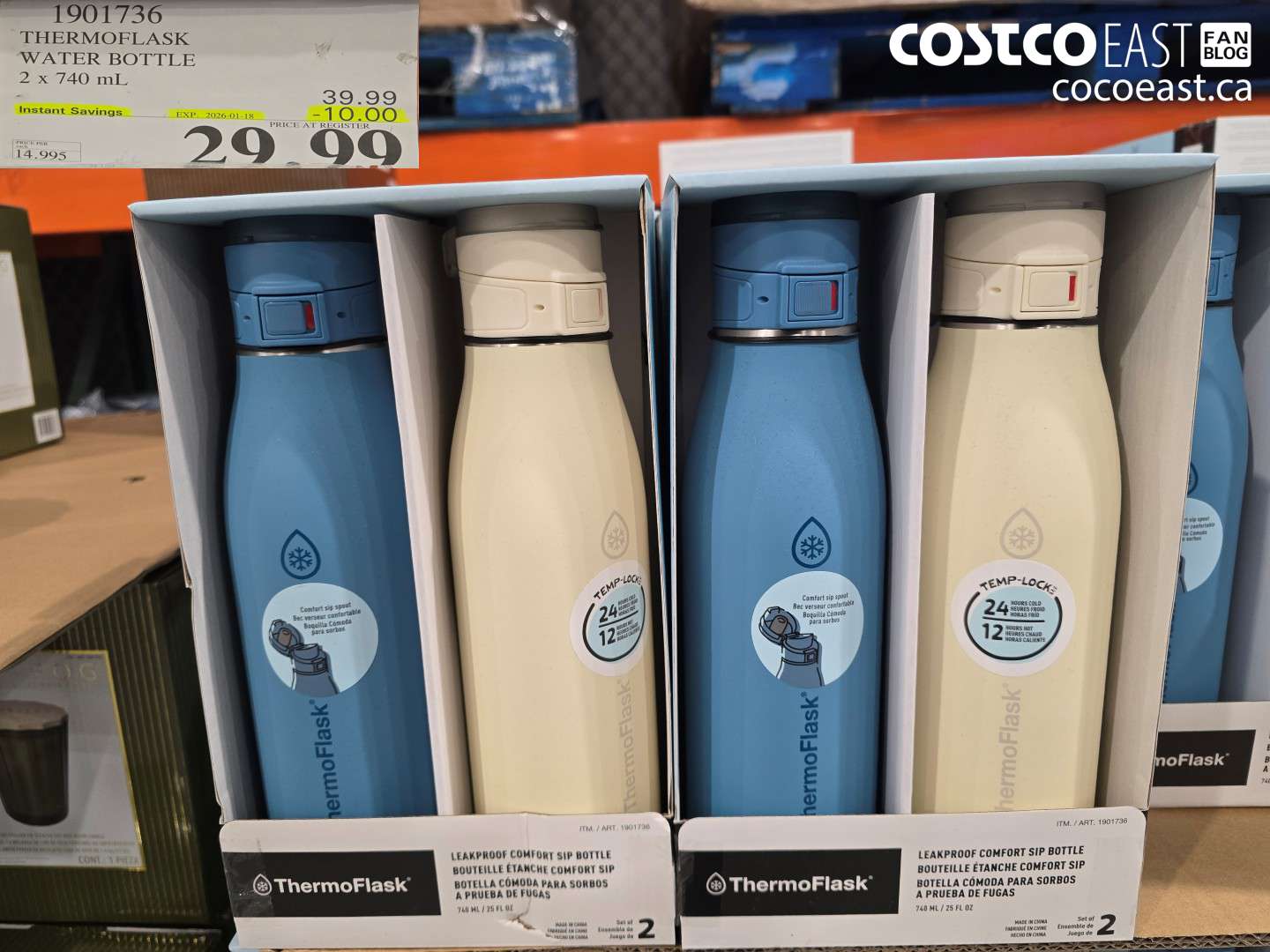 1901736 THERMOFLASK WATER BOTTLE 2 x 740 mL ($10.00 INSTANT SAVINGS EXPIRES ON 2026-01-18) $29.99