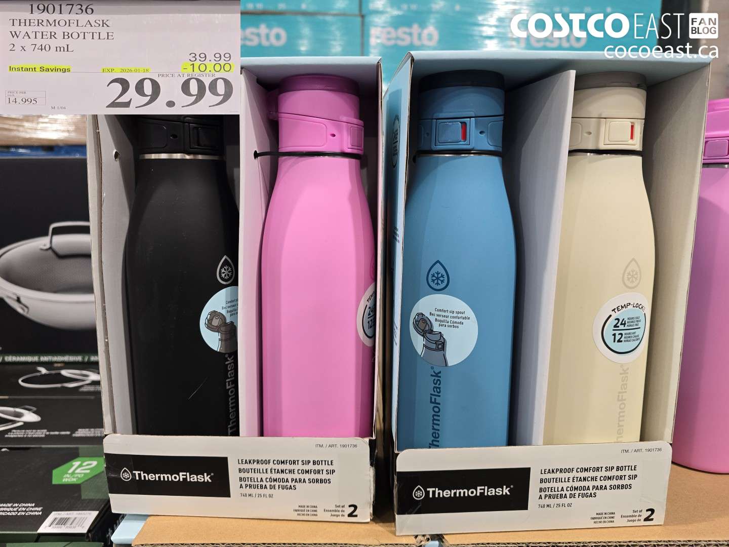 1901736 THERMOFLASK WATER BOTTLE 2 x 740 mL ($10.00 INSTANT SAVINGS EXPIRES ON 2026-01-18) $29.99