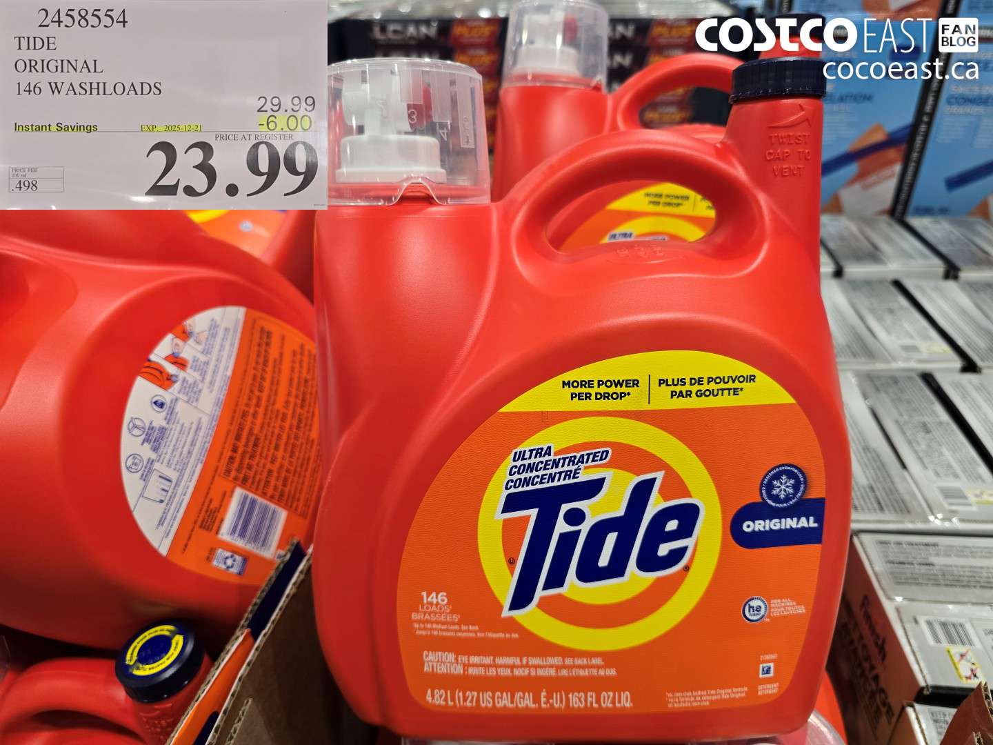 2458554 TIDE ORIGINAL 146 WASHLOADS ($6.00 INSTANT SAVINGS EXPIRES ON 2025-12-21) $23.99
