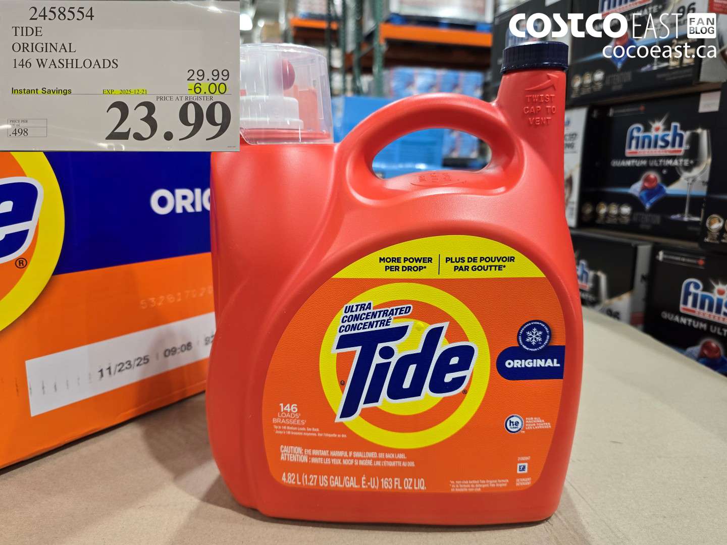 2458554 TIDE ORIGINAL 146 WASHLOADS ($6.00 INSTANT SAVINGS EXPIRES ON 2025-12-21) $23.99