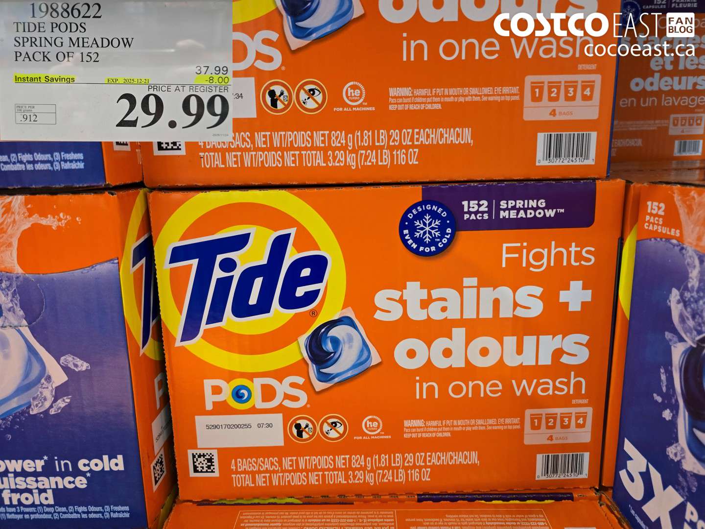 1988622 TIDE PODS SPRING MEADOW PACK OF 152 ($8.00 INSTANT SAVINGS EXPIRES ON 2025-12-21) $29.99