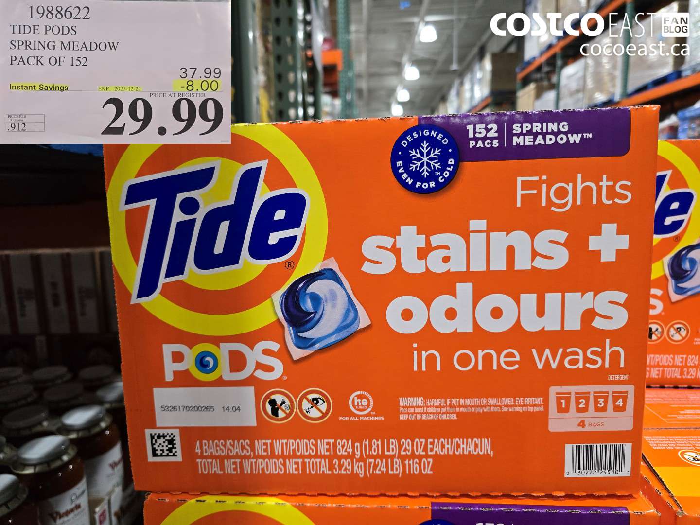 1988622 TIDE PODS SPRING MEADOW PACK OF 152 ($8.00 INSTANT SAVINGS EXPIRES ON 2025-12-21) $29.99