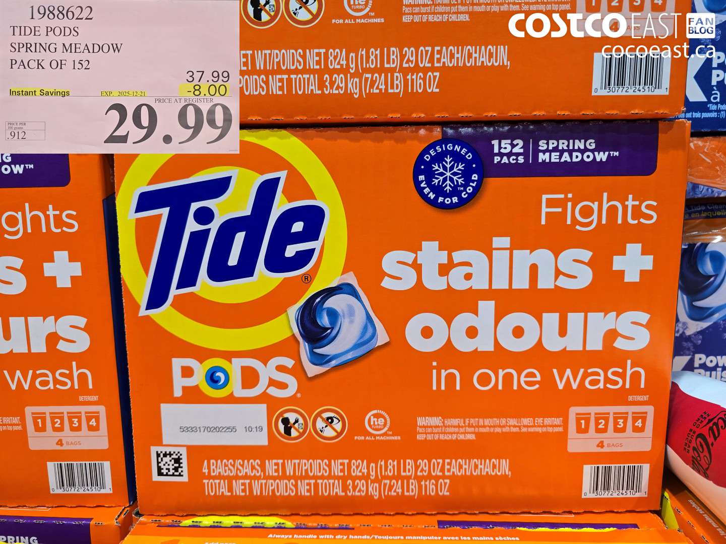 1988622 TIDE PODS SPRING MEADOW PACK OF 152 ($8.00 INSTANT SAVINGS EXPIRES ON 2025-12-21) $29.99