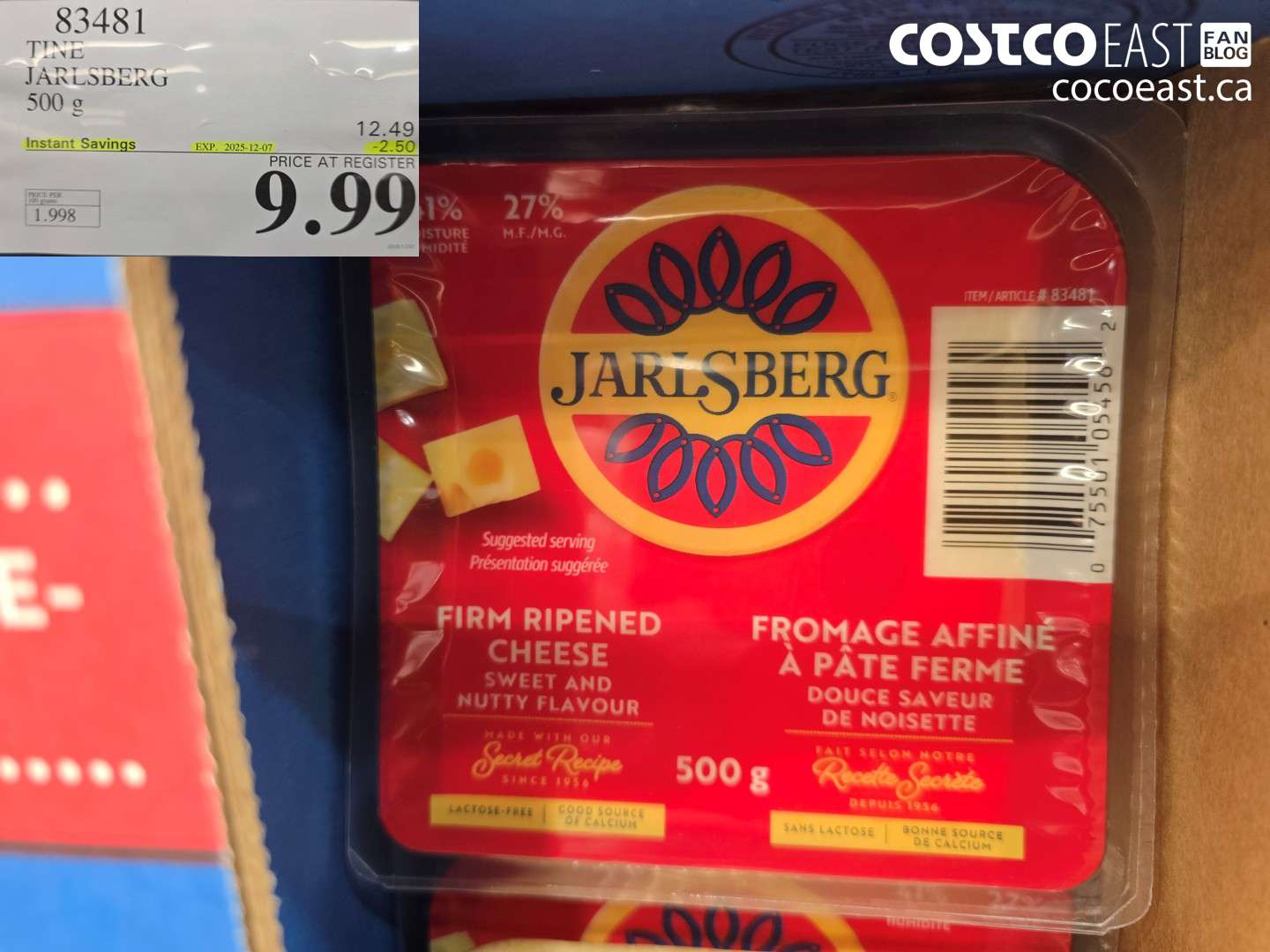 83481 TINE JARLSBERG 500G ($2.50 INSTANT SAVINGS EXPIRES ON 2025-12-07) $9.99