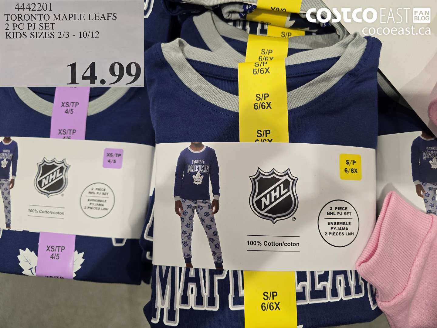 4442201 TORONTO MAPLE LEAFS 2 PC PJ SET KIDS SIZES 2/3 - 10/12 $14.99