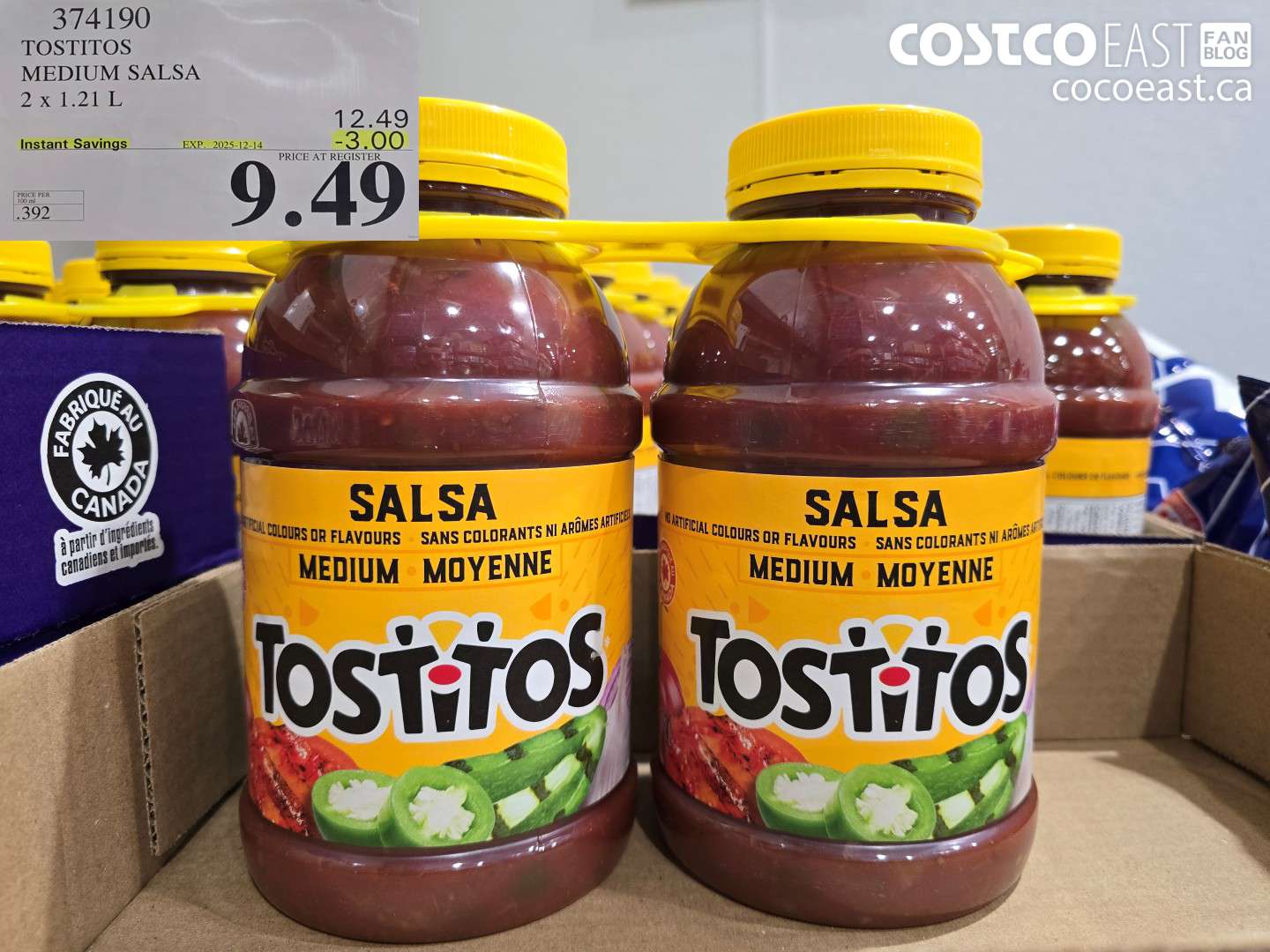 374190 TOSTITOS MEDIUM SALSA 2 X 1.21 L ($3.00 INSTANT SAVINGS EXPIRES ON 2025-12-14) $9.49