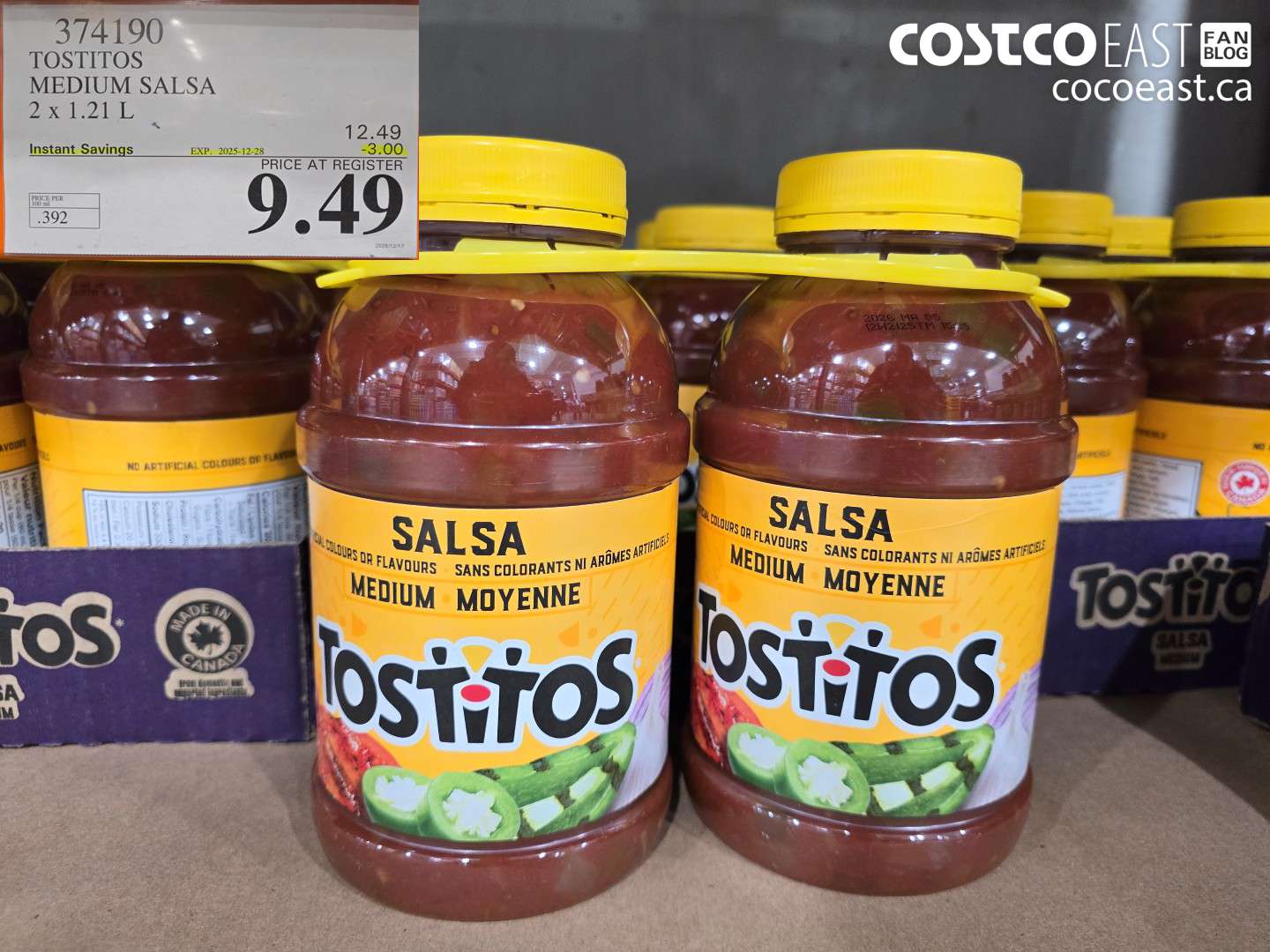 374190 TOSTITOS MEDIUM SALSA 2 X 1.21 L ($3.00 INSTANT SAVINGS EXPIRES ON 2025-12-28) $9.49
