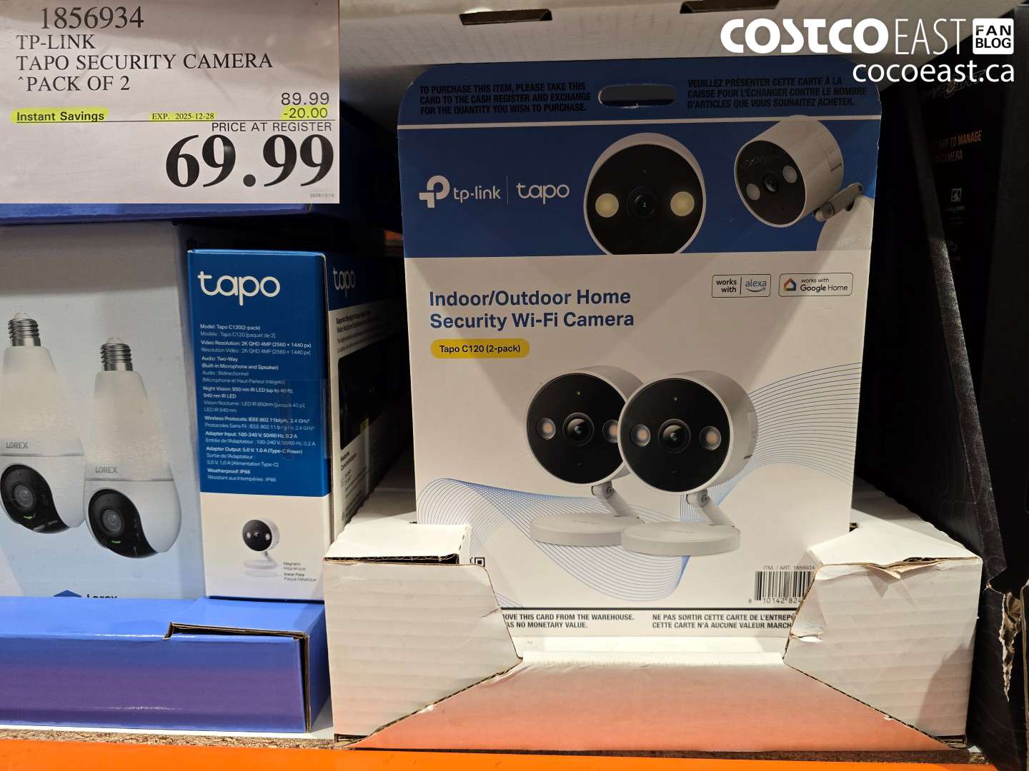 1856934 TP-LINK TAPO SECURITY CAMERA PACK OF 2 ($20.00 INSTANT SAVINGS EXPIRES ON 2025-12-28) $69.99