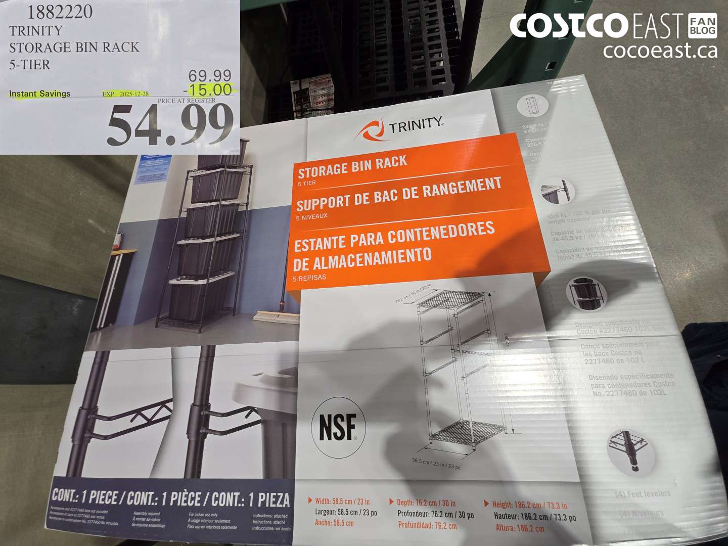 1882220 TRINITY STORAGE BIN RACK 5-TIER ($15.00 INSTANT SAVINGS EXPIRES ON 2025-12-28) $54.99