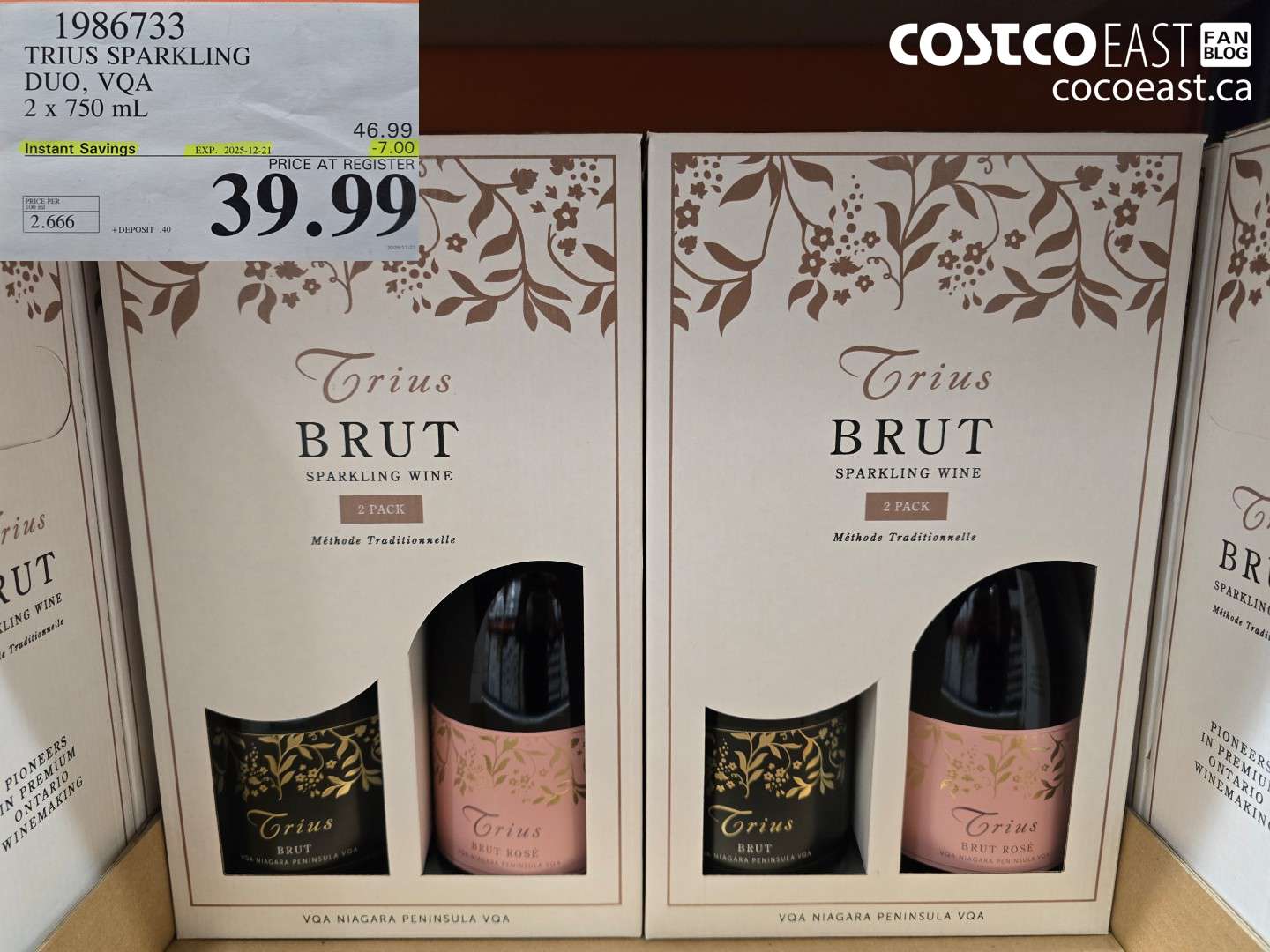 1986733 TRIUS SPARKLING DUO, VQA 2 X 750 ML ($7.00 INSTANT SAVINGS EXPIRES ON 2025-12-21) $39.99