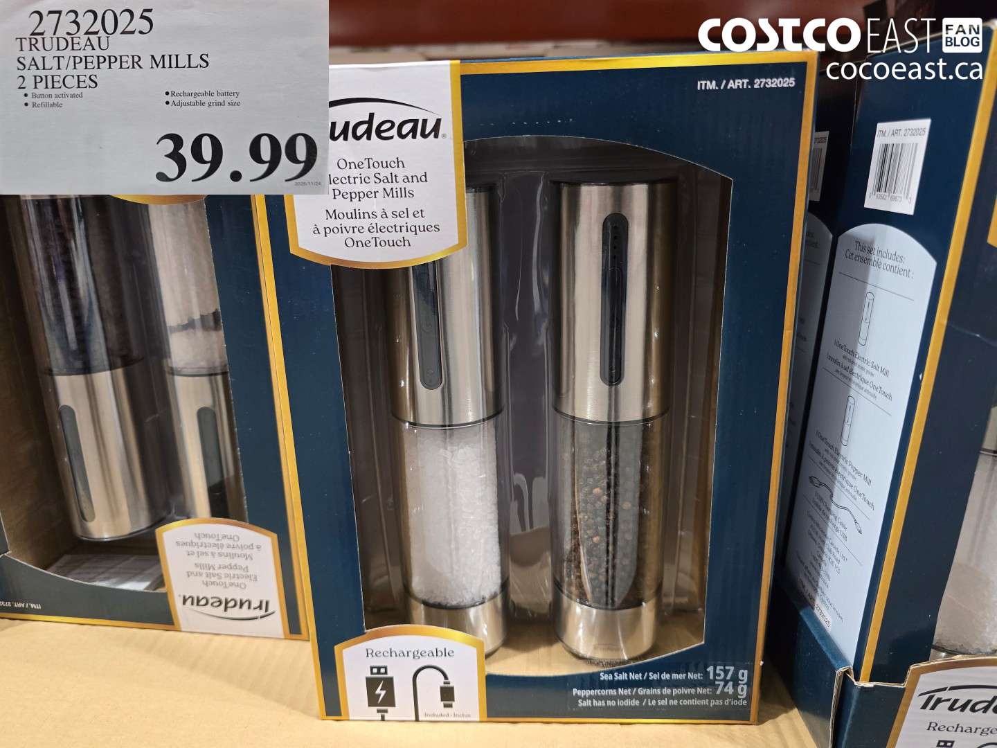 2732025 TRUDEAU SALT/PEPPER MILLS 2 PIECES $39.99