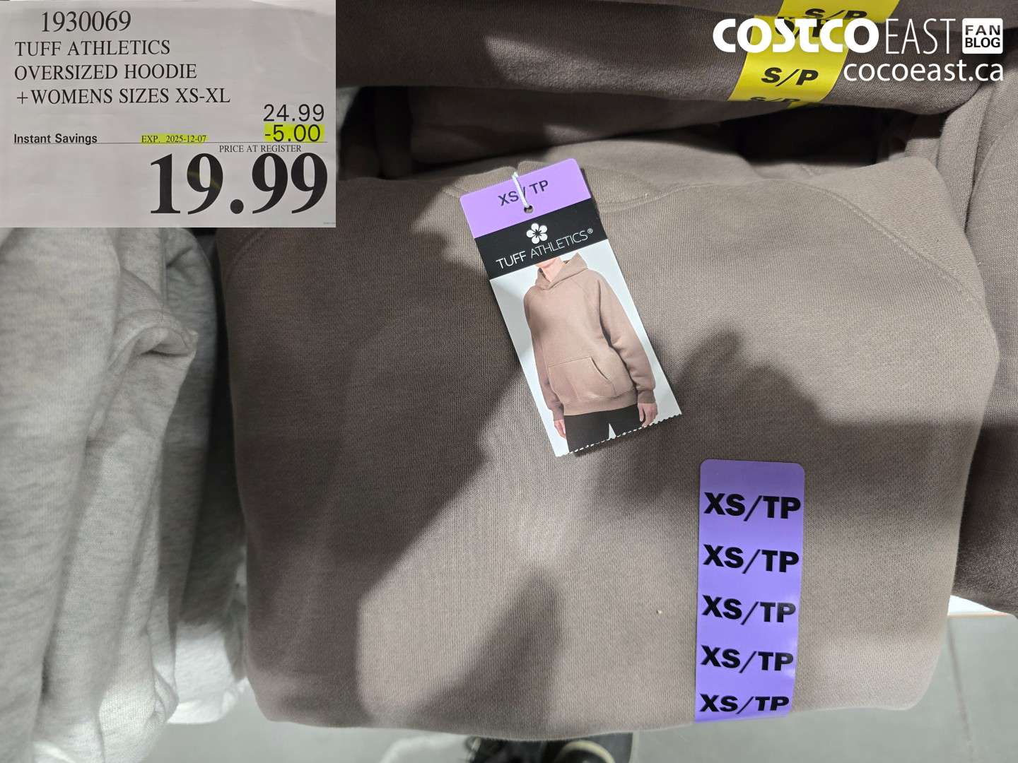 1930069 TUFF ATHLETICS OVERSIZED HOODIE + WOMENS SIZES XS-XL ($5.00 INSTANT SAVINGS EXPIRES ON 2025-12-07) $19.99